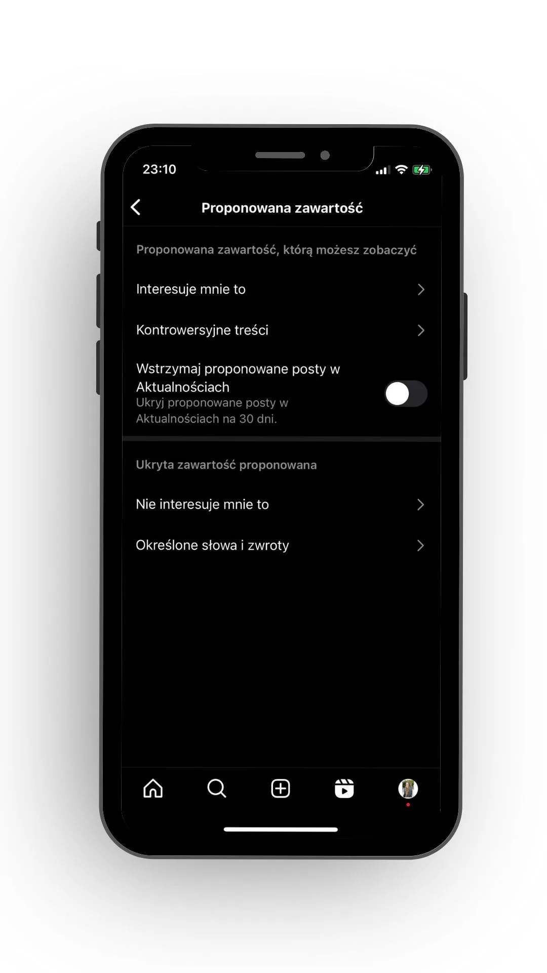 Proponowana zawartość na instagramie - Wstrzymaj proponowane posty w Aktualnościach