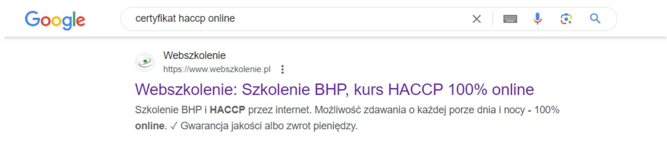 Pierwsze miejsce organiczne SERP SEO