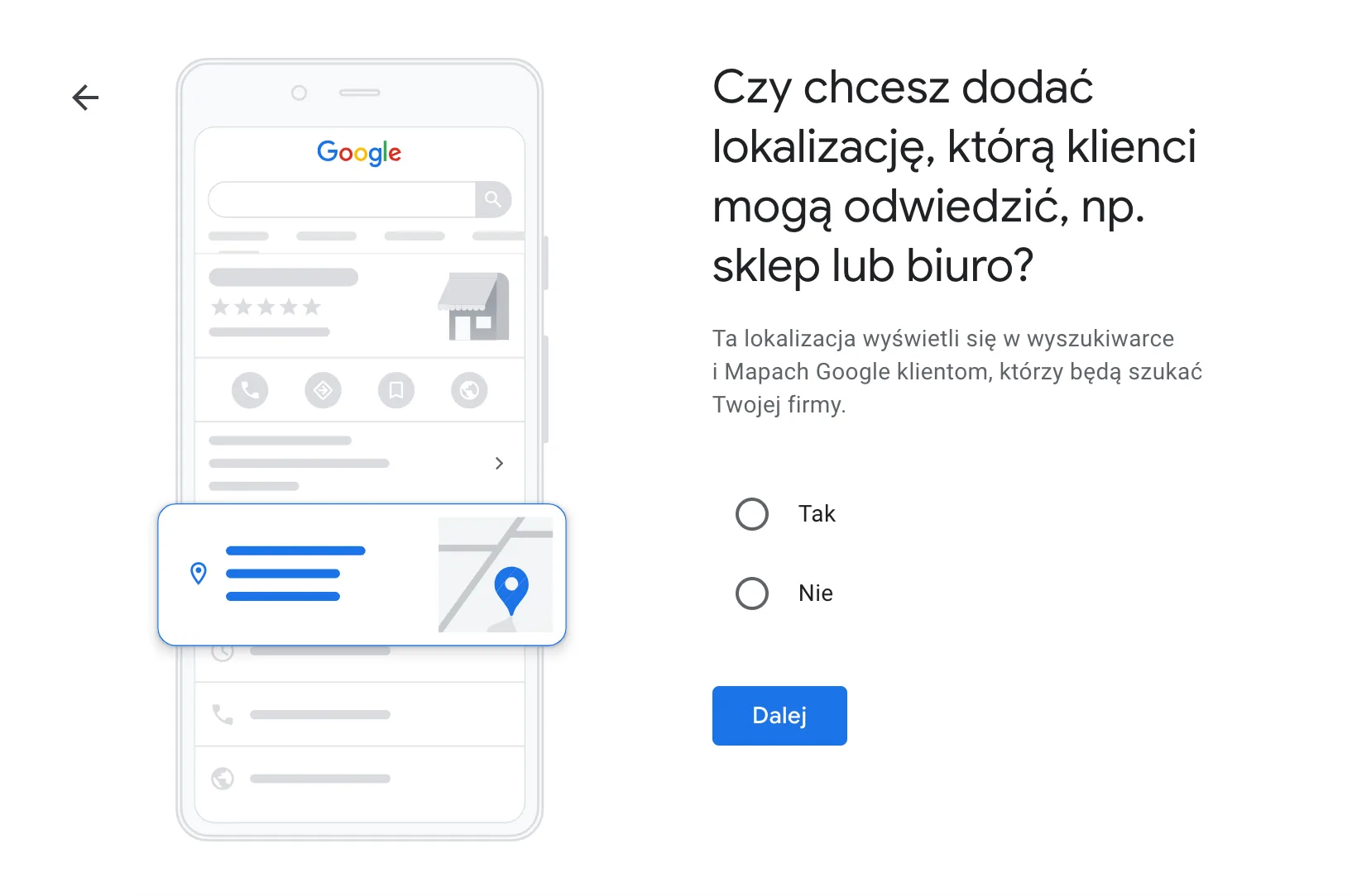 Czy chcesz dodać lokalizację, którą klienci mogą odwiedzać?