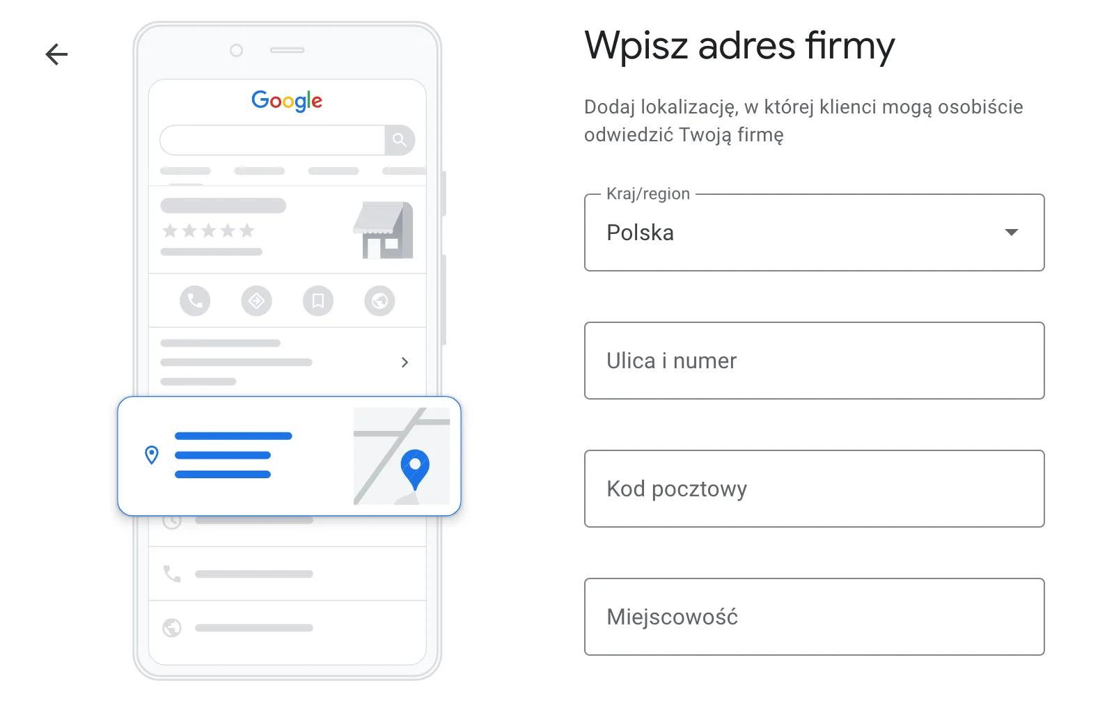 Wpisz adres firmy