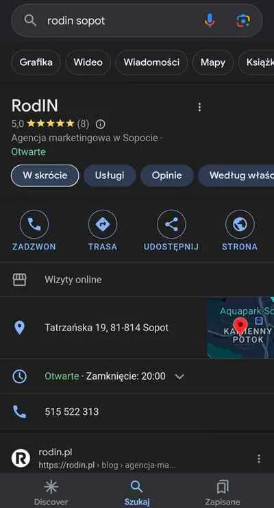 Pozycjonowanie wizytówki Google - RodIN