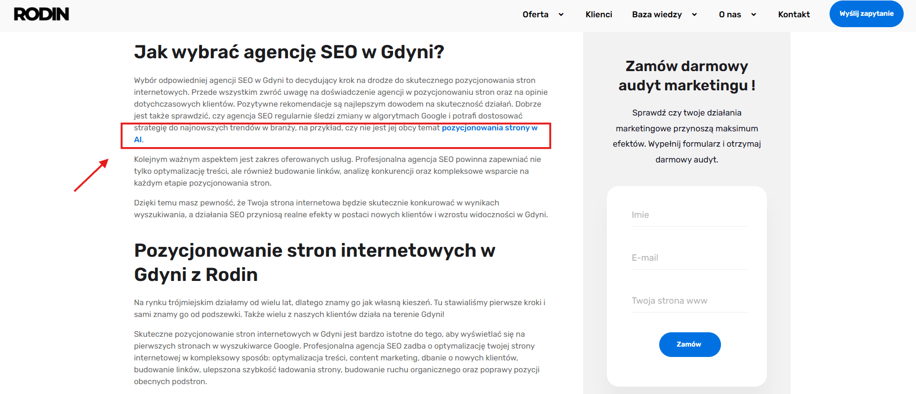 Linki tekstowe - Blog firmowy agencji marketingowej Rodin (Pozycjonowanie stron Gdynia)