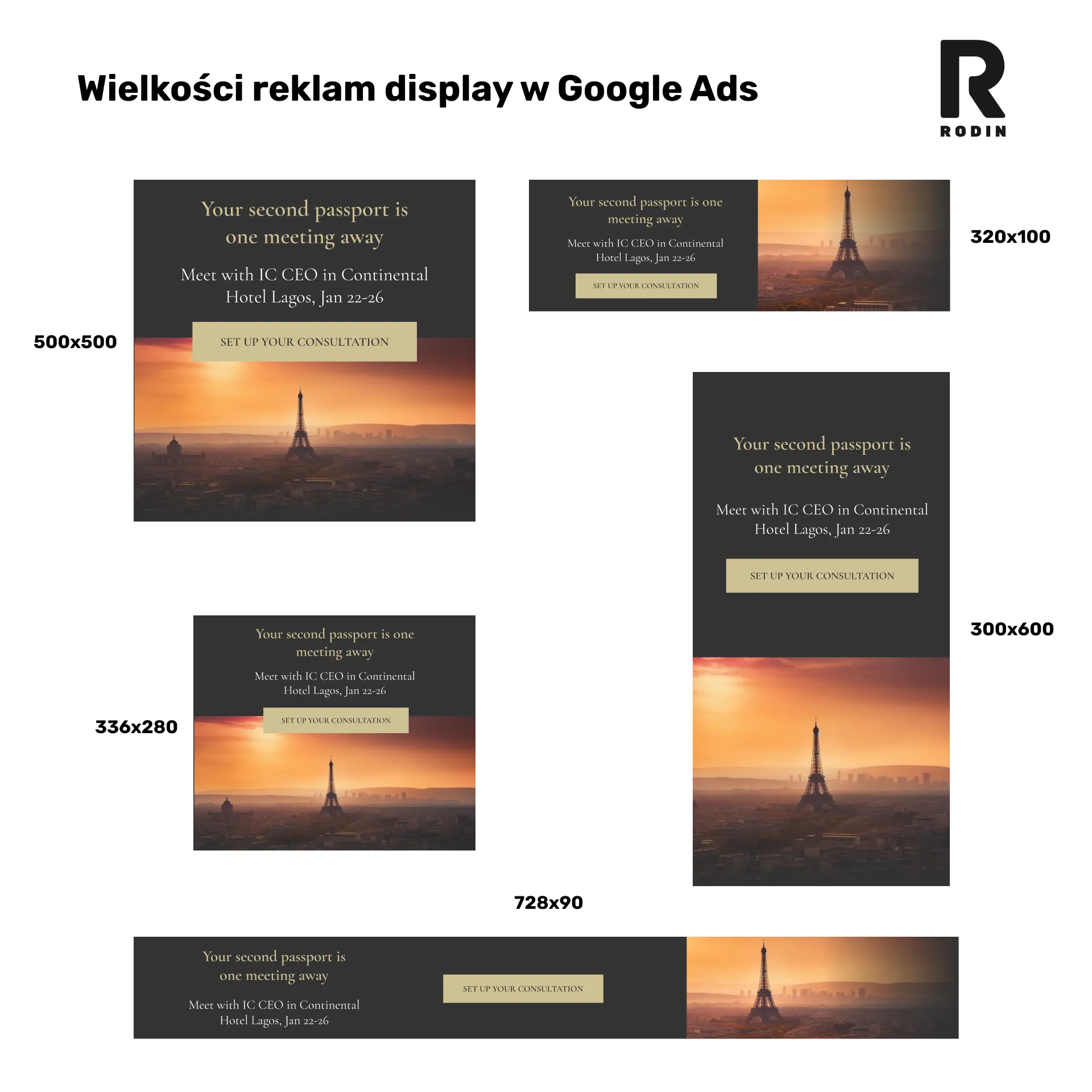 Wielkość reklam display w Google Ads