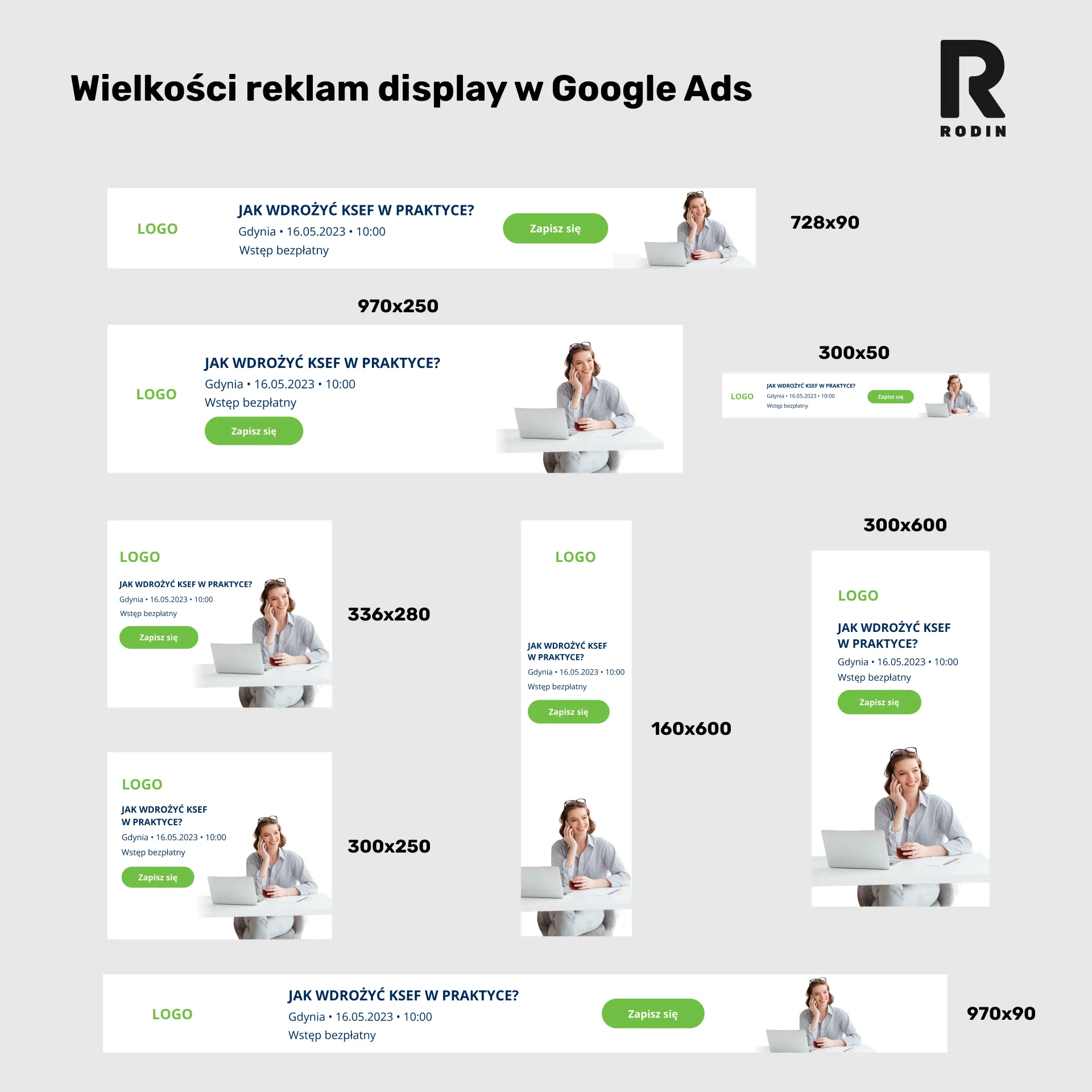 Wielkość reklam display w Google Ads
