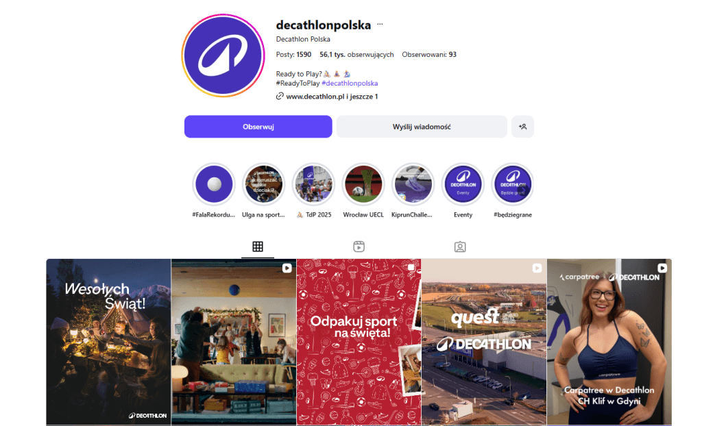 Oficjalny profil Decathlon Poska Instagram