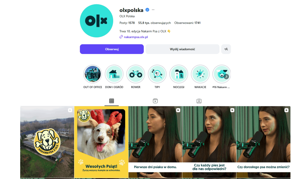 Oficjalny profil OLX Poska Instagram