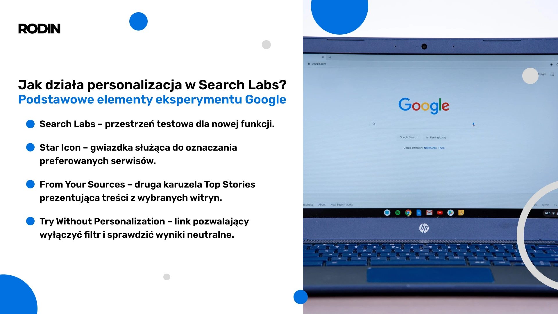 Jak działa personalizacja w Search Labs - gwiazdka po lewej stronie