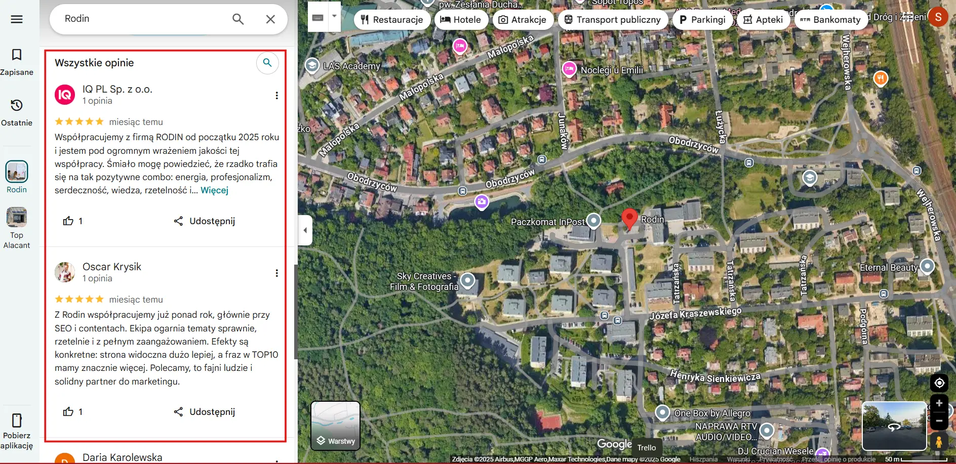 Opinie wizytówka Agencja Rodin
