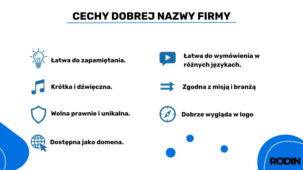 Cechy dobrej nazwy firmy