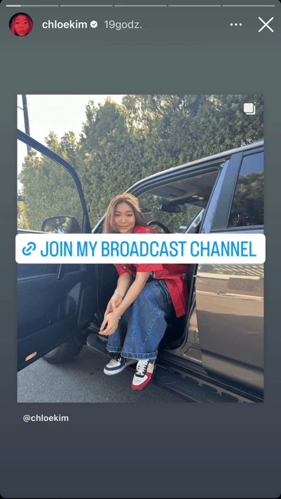 Chloe Kim Broadcast Channel Instagram