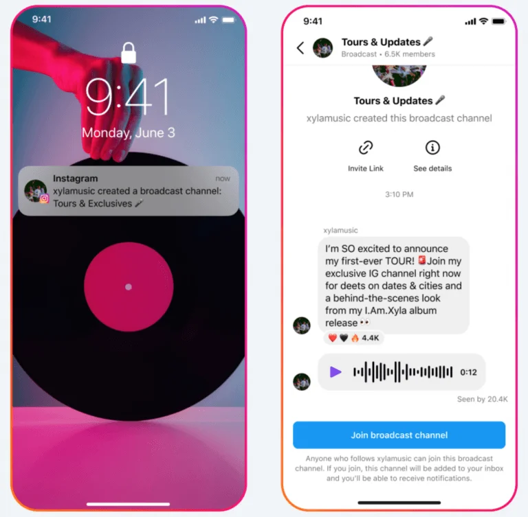 Broadcast channel notification