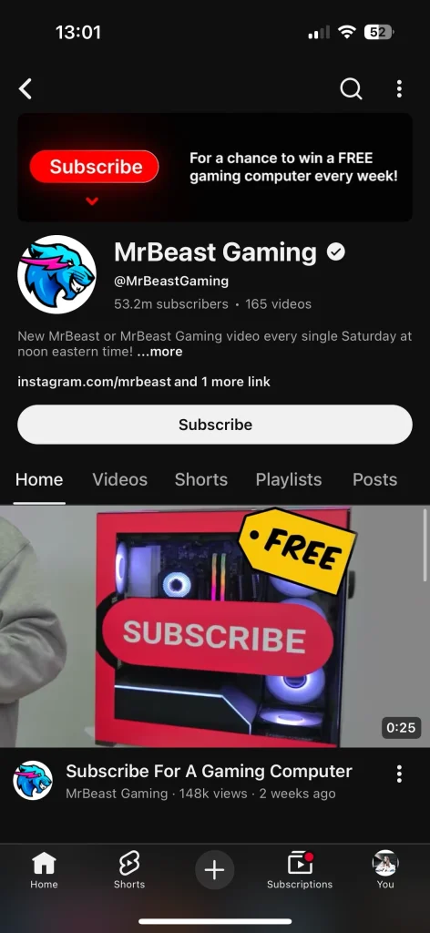 Mr Beast Gaming YouTube Channel