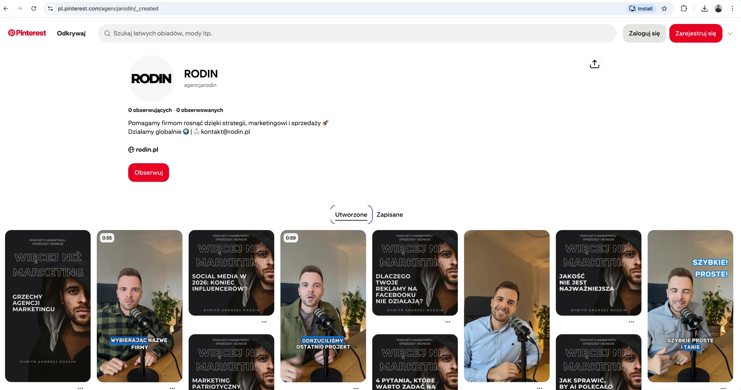 Pinterest Agencji Marketingowej RODIN