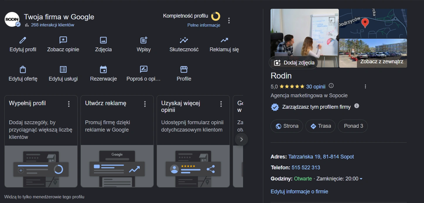 Profil Firmy w Google - widoczność w wynikach lokalnych i Mapach Google