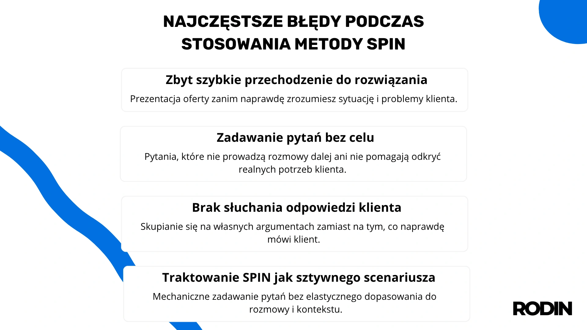 Najczęstsze błędy podczas stosowania metody SPIN