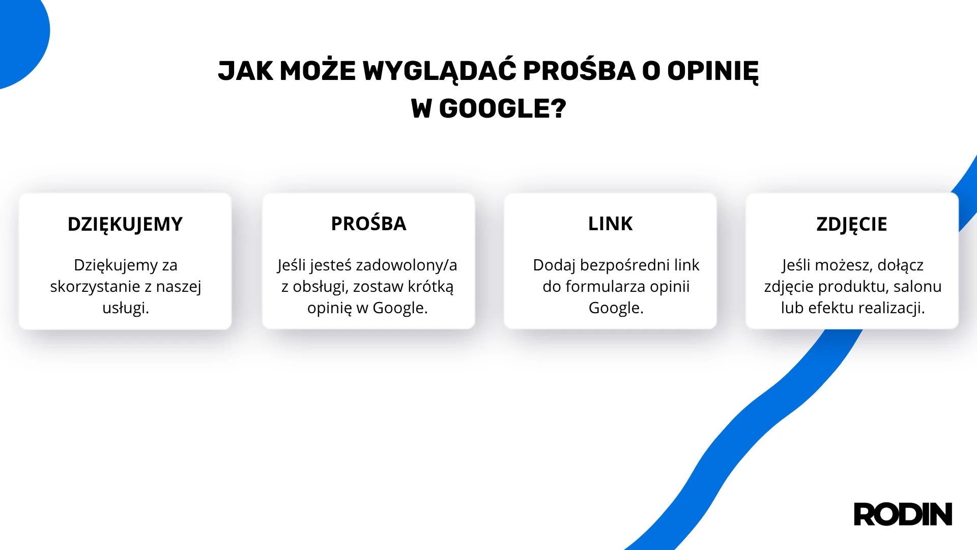 Jak może wyglądać prośba o opinię w Google?